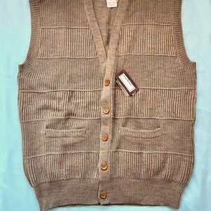 NWT VTG Mens Brian MacNeil Sweater Vest XL Cardigan JCPenney Wooden Button 1970s
